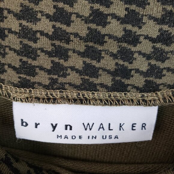 Bryn Walker Tunic Top Boxy Houndstooth Print Moss Green Oversized Lagenlook sz S - Picture 3 of 10
